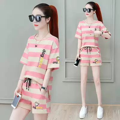 Short sleeve shorts sports suit women summer 2021 New Fashion casual wear Foreign style loose slim two-piece tide