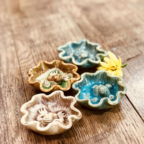 Domestic spot ice cracked ceramic small animal cone incense stick incense dish multi-color non-baye workshop