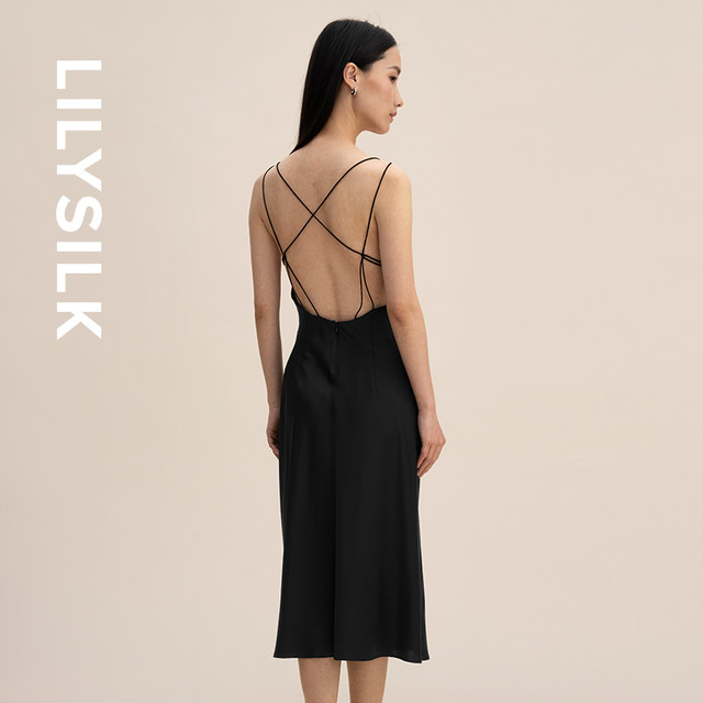 LILYSILK ໃຫມ່ sexy backless sleeveless U-neck slim slim ແອວສູງສະດວກສະບາຍ dress ສໍາລັບແມ່ຍິງ