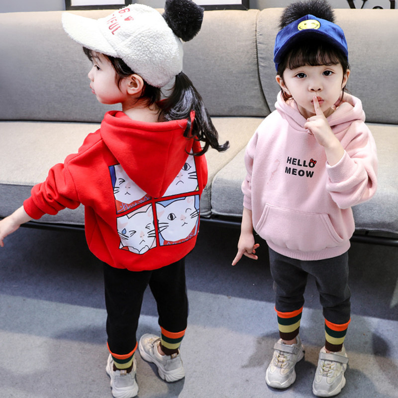 2020 new autumn and winter clothing young children casual blouses hat hoodie Korean version girls clothes new children jacket girls gush vee clothing