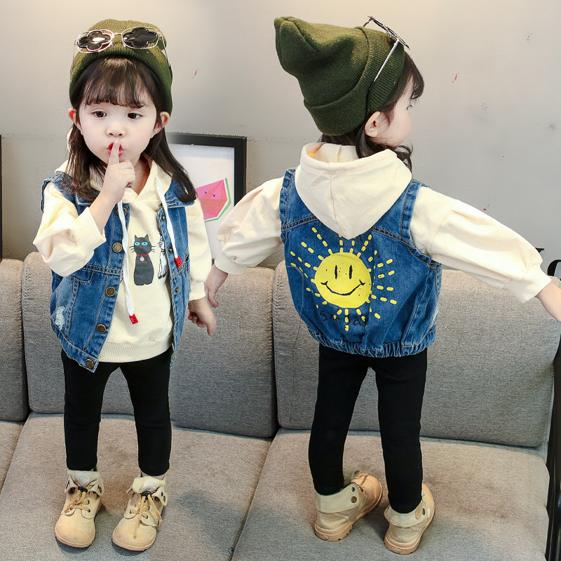2020 Female Baby Autumn Loaded Cowboy Machia Men's Spring Autumn Girl Cowboy Horse Chia Jacket 0-1-2-3-4-year-old Korean version