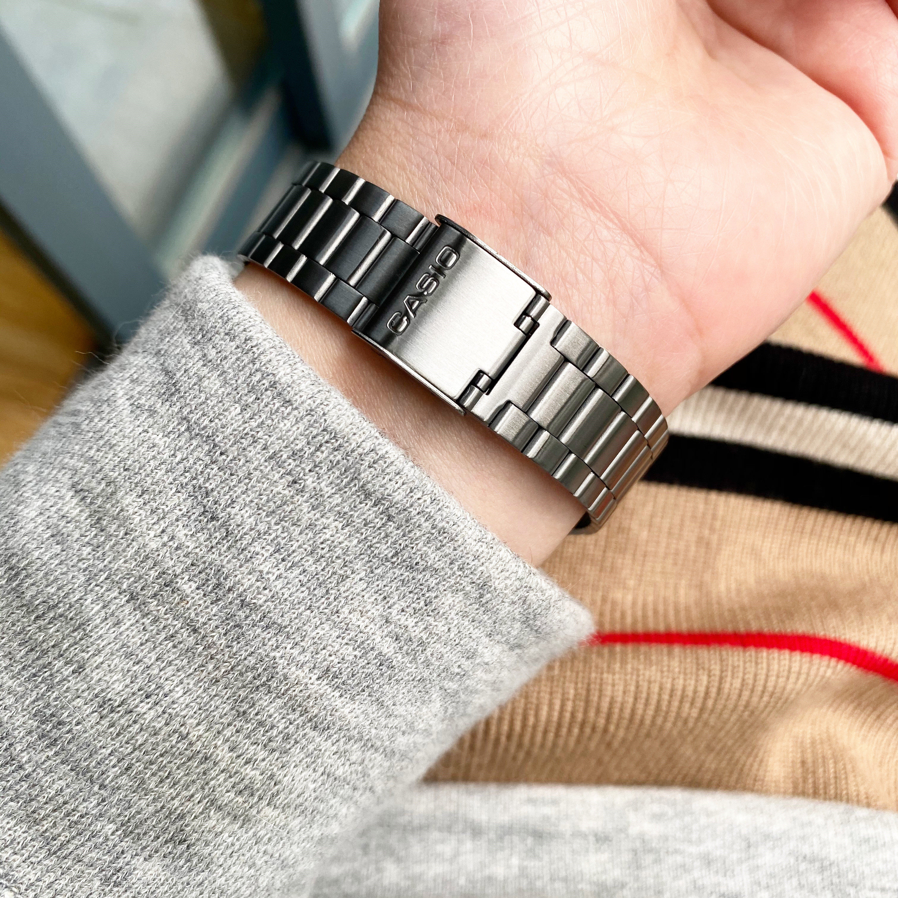 Casio Reverse Display Casio Waterproof Trendy Retro Gray Steel Square ...