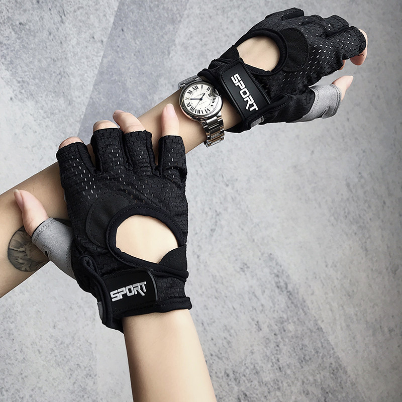 Max Run palm thickened sports gloves women's fitness half-finger gloves non-slip iron outdoor riding gloves