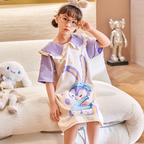 StarDalu girl sleepdress thin childrens pajamas summer pure cotton short sleeve Princess baby girl girls home dress