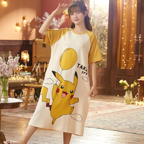 Han edition sleepy dress summer pure cotton short sleeves cute student cartoon home suit summer loose cotton pajamas