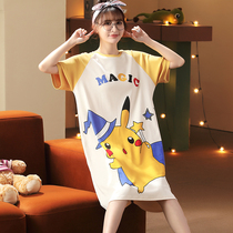 Sleeping dress Summer 2022 New cotton short sleeve thin cute cartoon fat MM large - yard pregnant woman all cotton pajamas