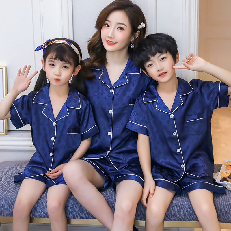 Summer Pajamas Mother and Child Small Sleeve Sleeve Sleeve Sleeper Girls in Summer Boys' Home Clothes