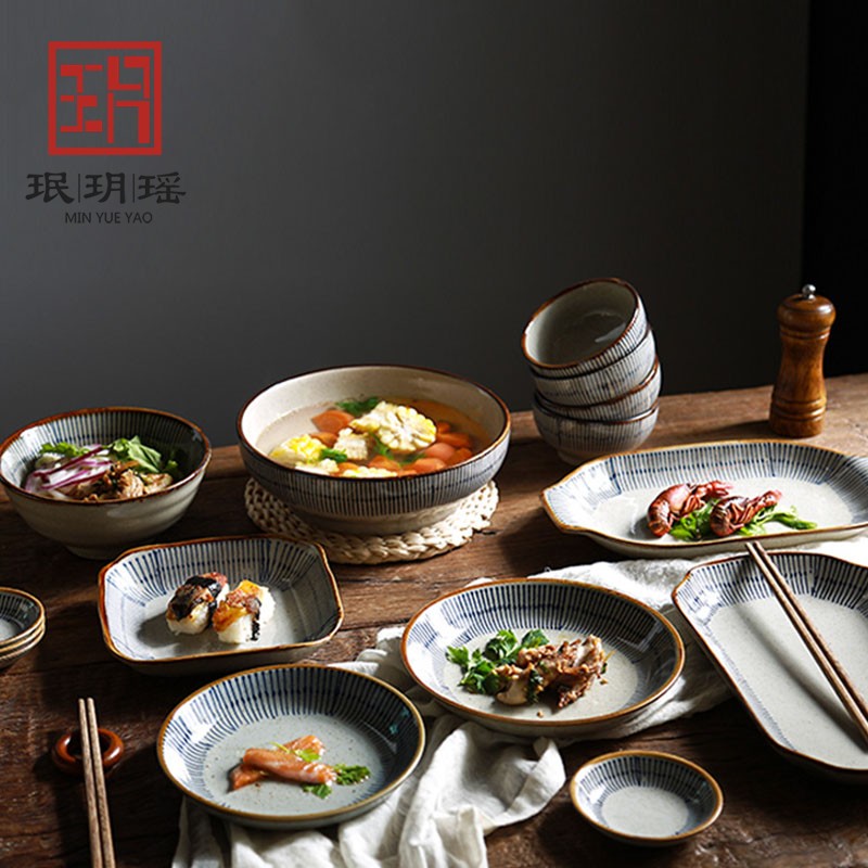 Min Yuu Yao High Face Value Cutlery Sets Light And Luxurious Ceramic Bowl Disc Set Family Home With Daily Bowl and Dish Suit Home
