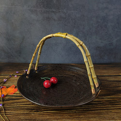 Retro Satchel Hanging Plate Hotel Specialty Dinner Plate Creative Living Room Fruit Plate Dry Fruit Plate Tea Room Hot Pot Ceramic Plate