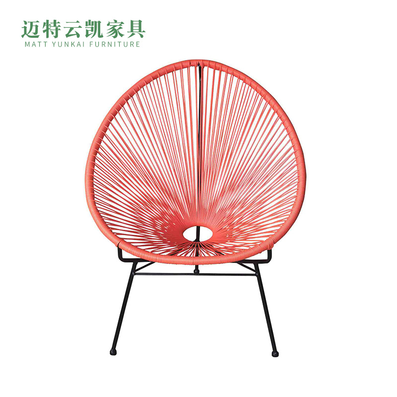 Rattan lounge chair balcony leisure outdoor backrest single rattan chair tea house water bar simple hollow chair sun chair courtyard