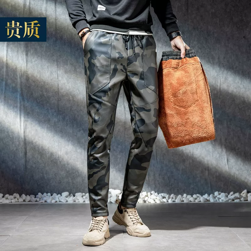 Camouflage warm trend windproof trousers, loose fit, slim fit