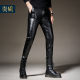 2020 New Leather Pants Men's Slim Fit Plus Velvet Thickened Motorcycle Leather Pants Motorcycle Leather Pants Men's Tight Small Foot Style Korean Autumn