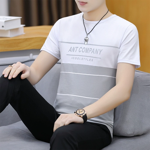 Летняя тонкая шелковая приятная телу футболка с коротким рукавом для школьников, подходит для подростков, в корейском стиле