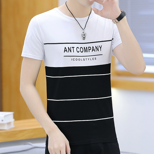 Летняя тонкая шелковая приятная телу футболка с коротким рукавом для школьников, подходит для подростков, в корейском стиле