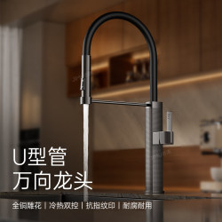 High-End Kitchen Sink Island Sink Faucet, All-Copper, Swivel, Hot and Cold, Pull-Out, for Home Use