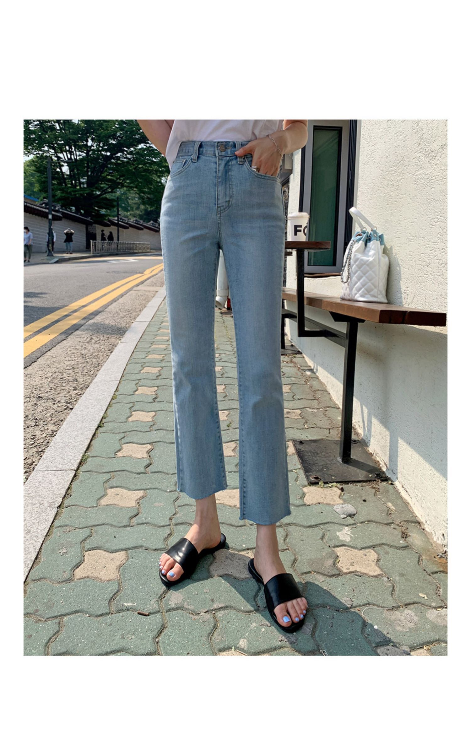 浅蓝色直筒牛仔裤女夏2022年夏季薄款新款女士小个子八分九分裤子详情1