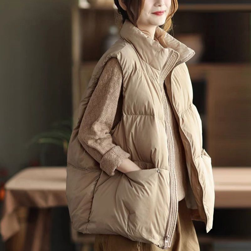 Plus Size Women's Clothing 150kg Korean Style down Vest Jacket for Women, New Winter Style Stylish Vest for Fat Women