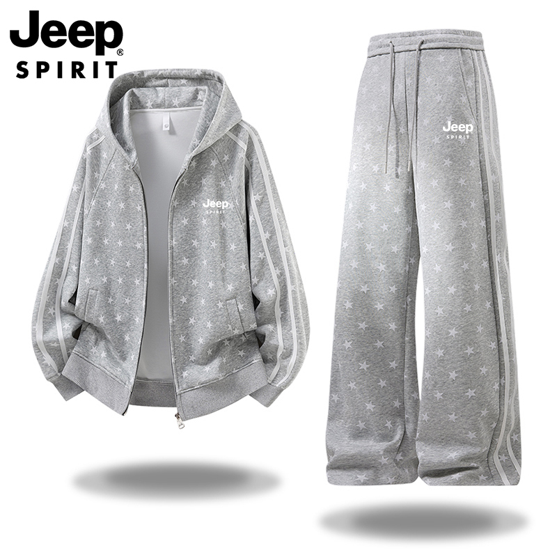 Jeep Sweatshirt and Sweatpants Set for Women, American-Style Cardigan with Stripes, Stars, and Polka Dots, 2026 New Model, Super Nice Two-Piece Set Jeep Sweatshirt and Sweatpants Set for Women, American-Style Cardigan with Stripes, Stars, and Polka Dots, 2026 New Model, Super Nice Two-Piece Set