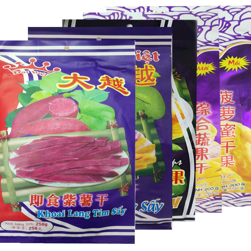 Vietnam Daai Viet big and crisp spinach pineapple potato plantain integrated fruit dried taro strips 250g-2 sacks 