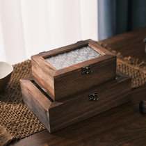 Retro solid wood jewelry box Begonia flower glass dustproof desktop cosmetics storage box jewelry box wooden box