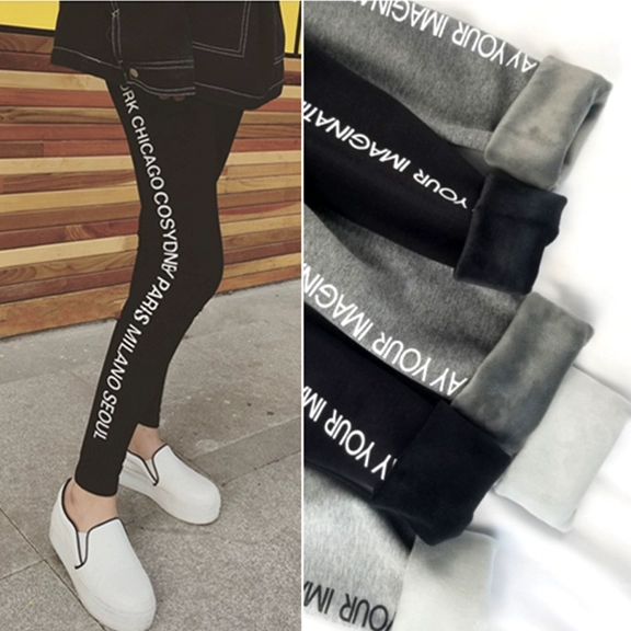 Quần nhung nữ pha lê cộng với nhung quần legging nữ mùa thu đông mặc quần tây quần bà bầu mùa đông 2019 mới - Phụ nữ mang thai quần / quần bụng