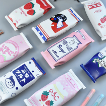 Personality creative pen bag Simple Korean small fresh stationery bag Male and female students Junior high school students Primary school students cute pen box College students Large capacity ins funny Japanese net red snack Strawberry milk box