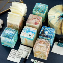 World famous painting sticky note paper brick Ancient style creative oil painting Van Gogh Mucha Starry sky shaped non-sticky three-dimensional 3d post-it note net red girl heart ins Wind Sticky note sticker Literary hand account material paper