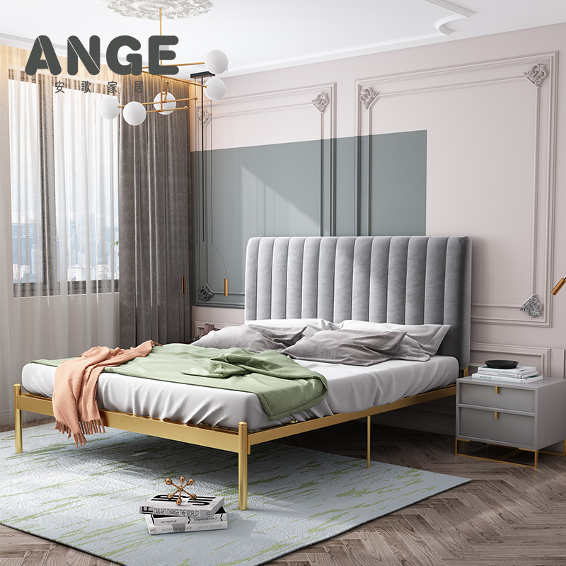 Nordic Light Extravaganza Princess Bed Modern Minimalist Iron Art 1 8 m Apartment Double Bed Master Bedroom Duplex Second Floor 1 5 m Bed