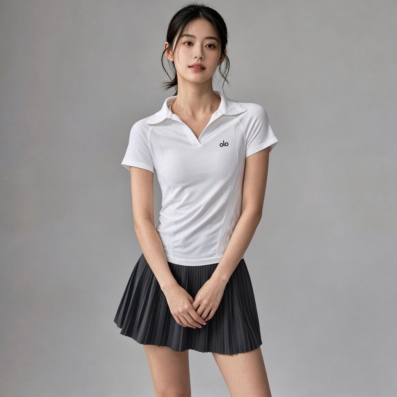 American Alousiv Quick-Drying Sports Casual Fitness T-Shirt Women's Sporty Skin-Friendly Comfortable Polo Shirt Yoga Top