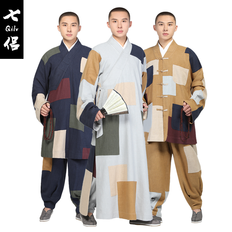 Shangyuan Seven lovers in spring and summer The hemp cotton 100 nabby coat long coat of the monk Monk Clothing Great Vest Monk Clothing to mend the Buddhist monk's clothes