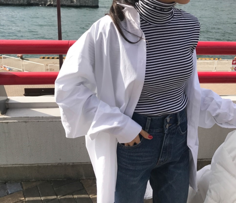 Áo sơ mi cộc tay nữ thu đông 2018 phiên bản Hàn Quốc mới của phong cách retro Hồng Kông gió lười áo sơ mi lỏng lẻo áo sơ mi kiểu nữ