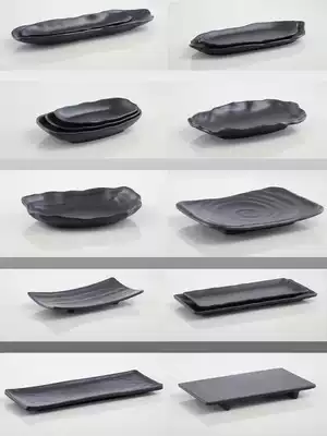 Rectangular plate melamine tableware plastic black Frosted Hot Pot Restaurant creative Japanese Korean sushi barbecue kebab meat plate