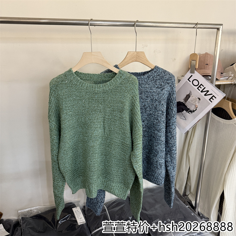 European Station 2026 Early Autumn New Simple Versatile Round Neck Loose Solid Color Comfortable Cashmere Wool Knitted Sweater