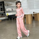 Lazy style hooded fake two-piece top, wide-leg pants set two-pieces for girls, mm casual temperament, soft and waxy suit