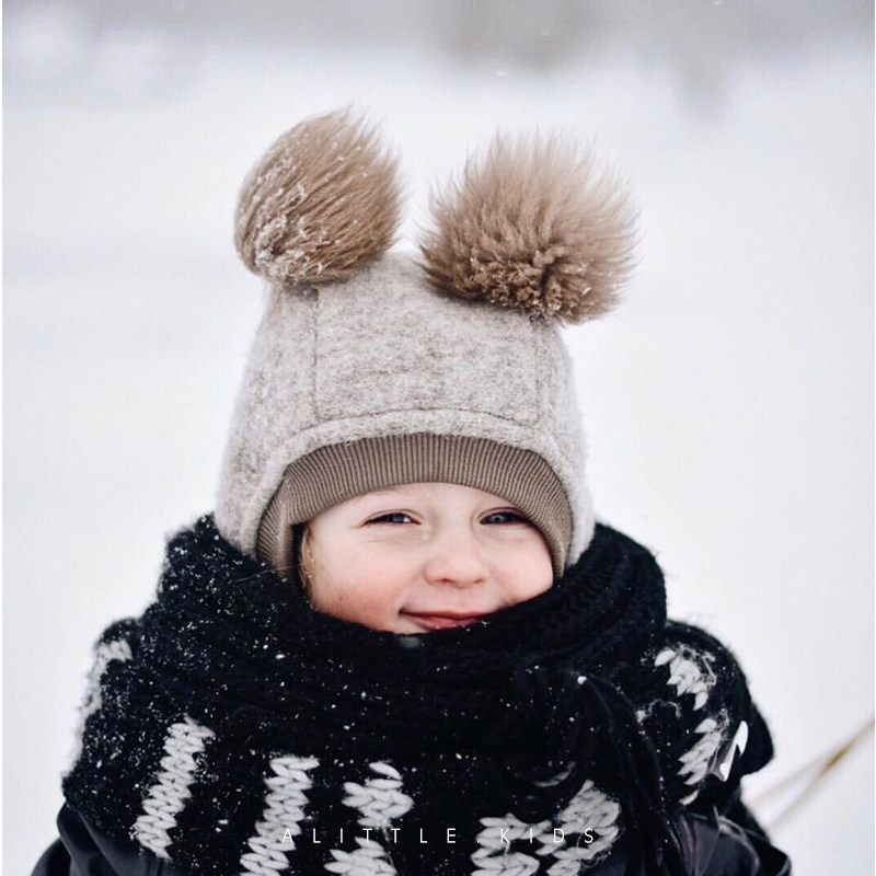 Ins explosion style Nordic 22 autumn and winter new children's boys and girls hats wool all-match boys and girls baby hood