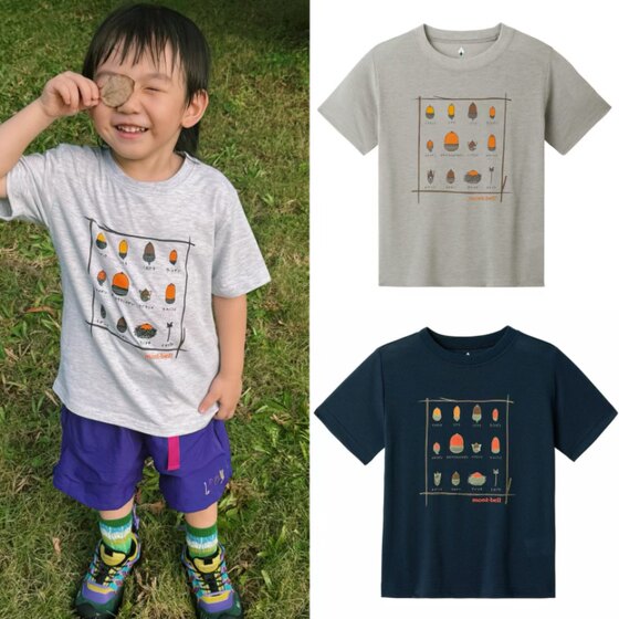 日系春夏男女MO童装美山露营户外套头圆领速干亲子短袖T恤集合