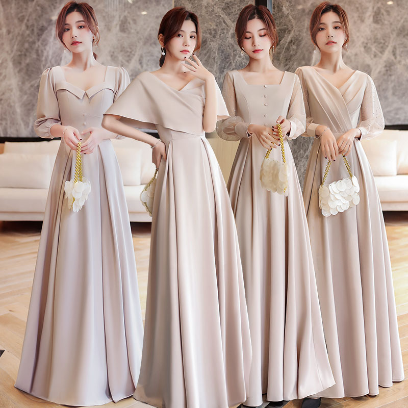 Summer bridesmaid dress, advanced evening dress, skirt, high-quality style, long sleeve, fitted