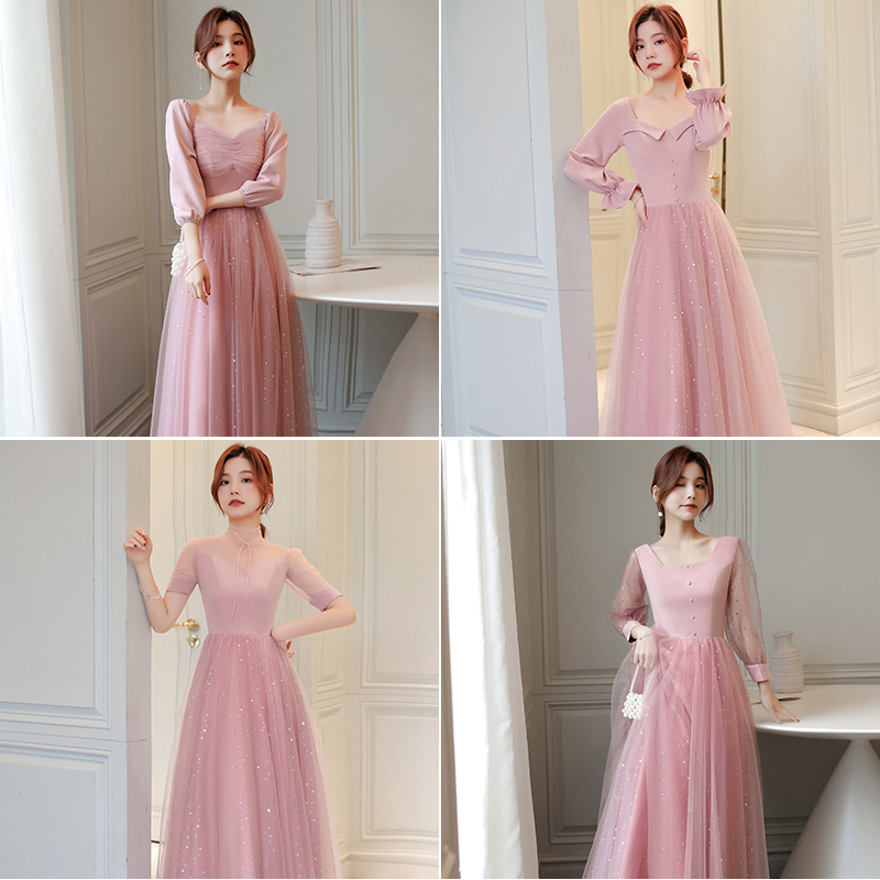 Fuchsia summer bridesmaid dress, advanced evening dress, high-quality style, fitted, long sleeve Fuchsia summer bridesmaid dress, advanced evening dress, high-quality style, fitted, long sleeve