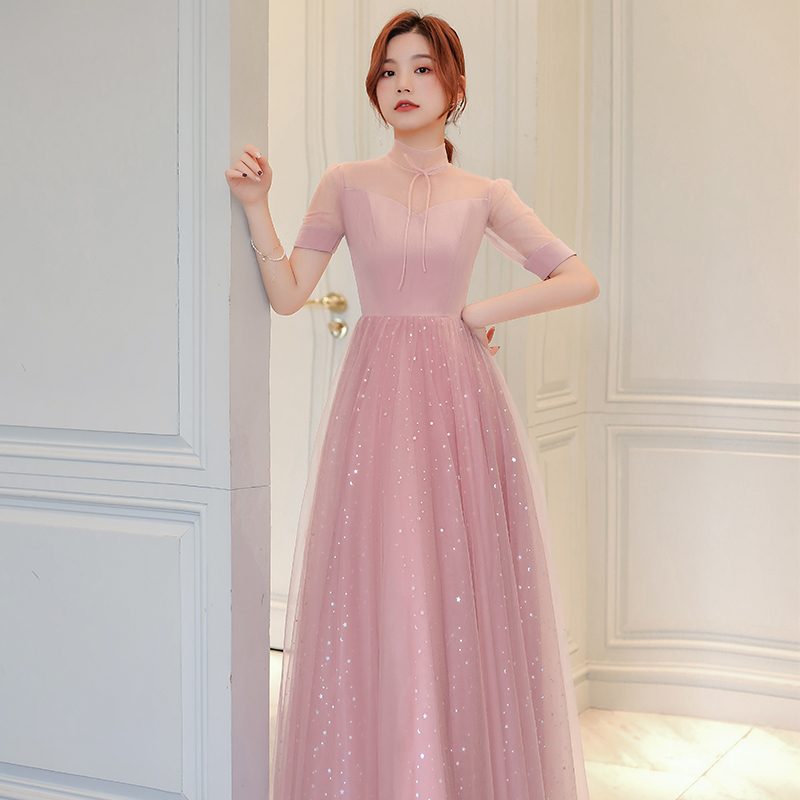 Fuchsia summer bridesmaid dress, advanced evening dress, high-quality style, fitted, long sleeve Fuchsia summer bridesmaid dress, advanced evening dress, high-quality style, fitted, long sleeve