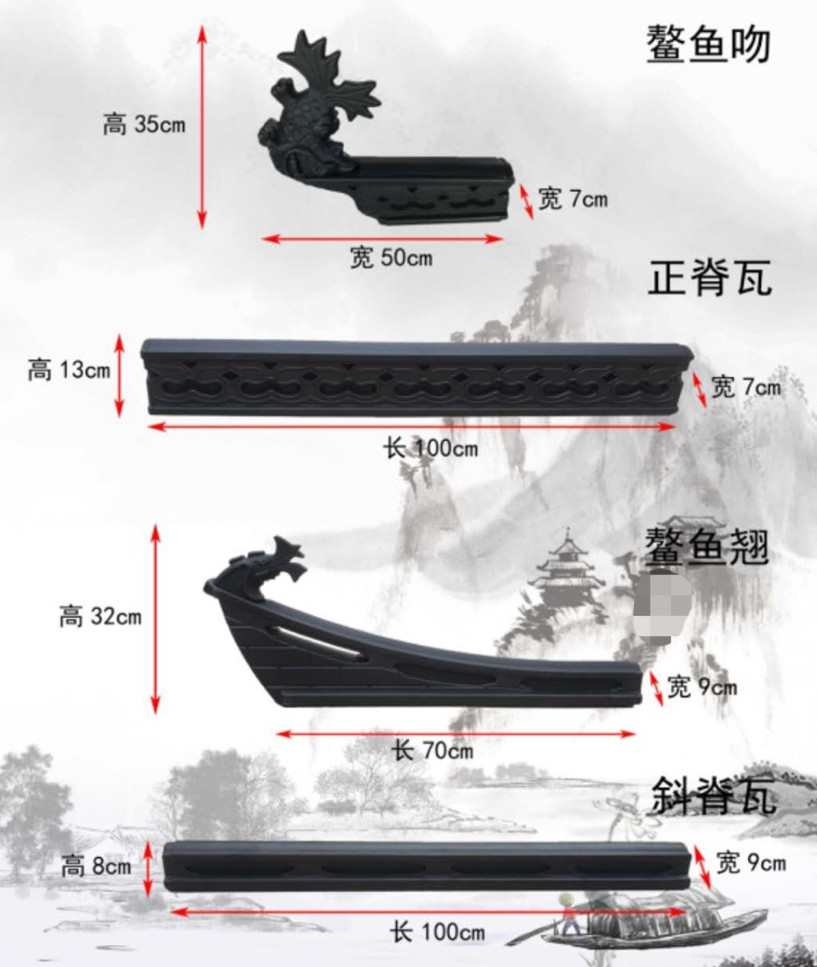 Emblem Teething Resin Tile Integrated Imitation Guwa Eaves Roof Tile Plastic Tile Adorned Tile Regova Walled Door Head Tile