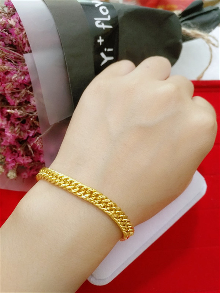Đồng xu Euro giả vàng trang sức roi vòng tay nữ màu vàng đôi vòi nam mạ vàng dày vòng tay đôi cát vàng vòng tay trơn vàng 18k