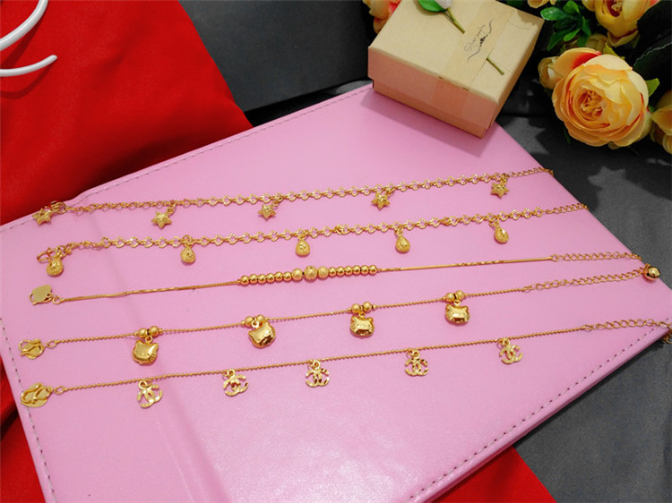 Mới giả Việt Nam vòng chân Shajin nữ trang sức mạ vàng hoang dã Chuyển tiền châu Âu hạt vòng chân điều chỉnh thời gian dài không phai - Vòng chân lắc chân nữ đẹp