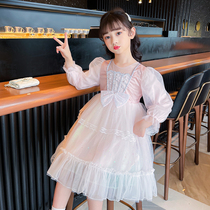 Girls dress spring 2022 new spring autumn little girls princess dress childrens puffy mesh dress trendy