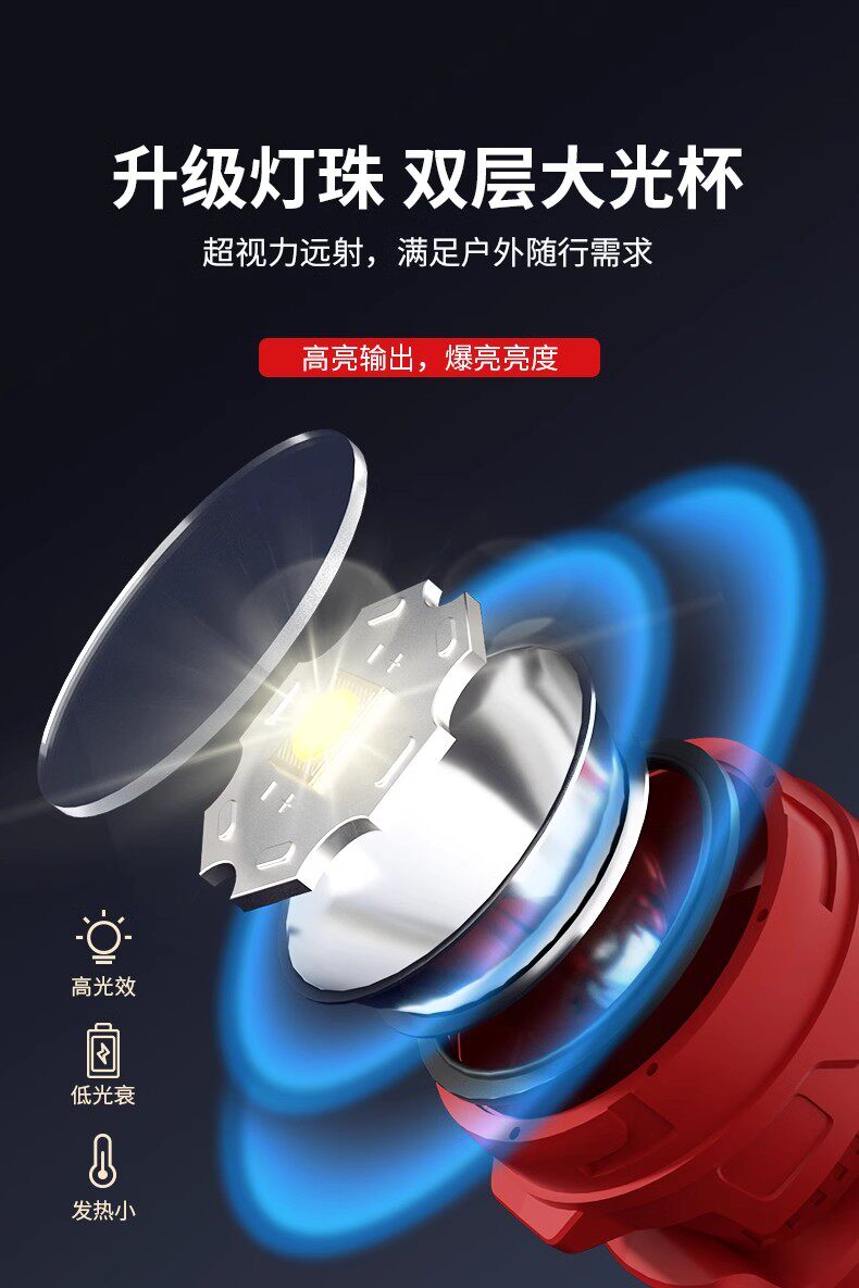 Little Savage flashlight, strong light, rechargeable, ultra-long battery life, outdoor long-range, multi-functional, high-power portable searchlight