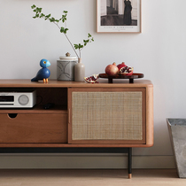 minimore) Cha Cha Cha TV cabinet) Nordic Japanese style modern minimalist living room solid wood rattan small apartment storage
