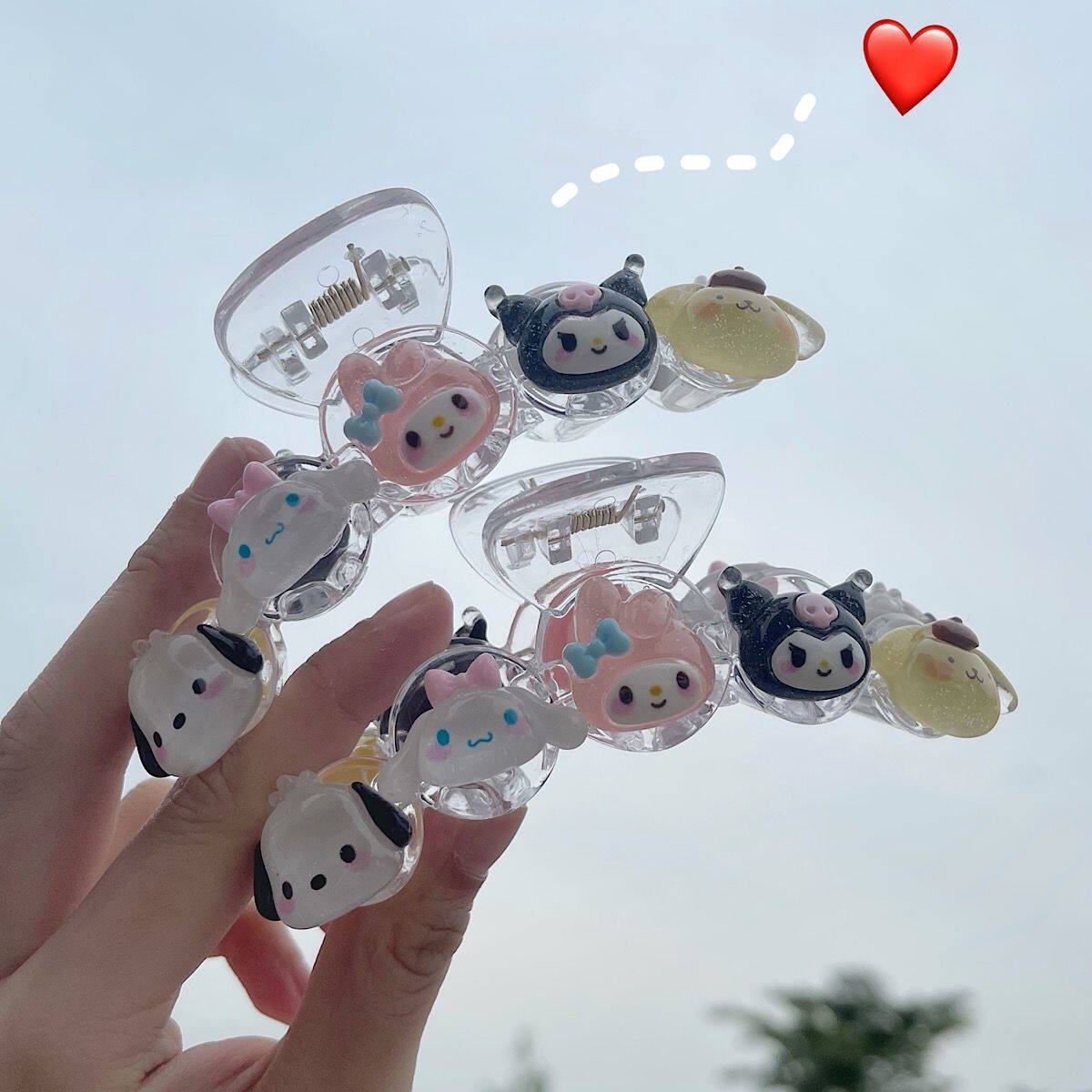 Прекрасная вспышка Sanrio big catch clip Японская милая девушка с сердечком из мультфильма Куломи, заколка для волос, заколка для конского хвоста, женская заколка для волос Изображение 1