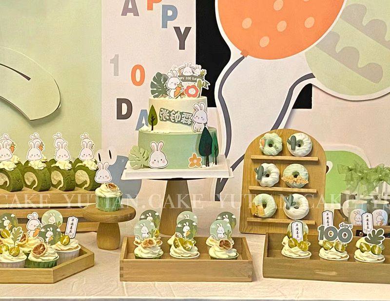 Son Ensemble Rabbit Baby Day Dessert Table Cake Decoration Inserted children Full moon Little Rabbit Birthday Pendulum-Taobao