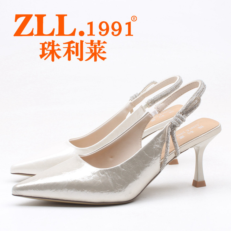 Special Offer! Zhulilai 2026 Spring/Summer Model 261-566378 High-Heeled Pointed-Toe Shallow Mouth Rhinestone Backless Sandals for Women