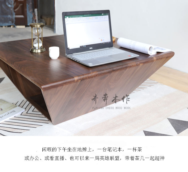 Nordic óc chó màu đen bàn cà phê nhỏ gọn phòng khách hiện đại bàn cà phê sáng tạo nội thất gỗ Thiết Gỗ hình bàn cà phê - Bàn trà bàn trà giá rẻ