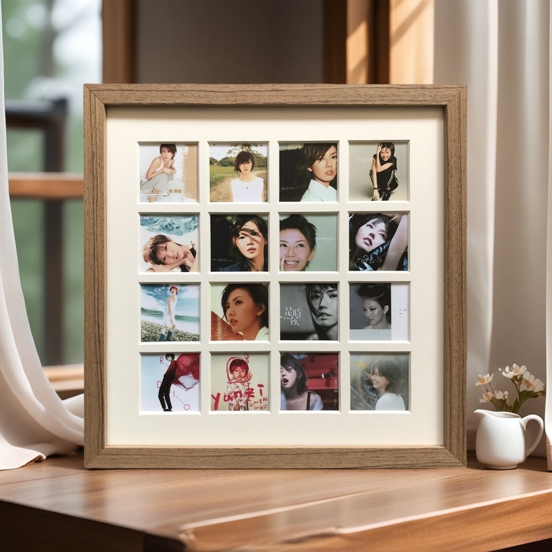 [Solid Wood] Sun Yanzi's Same Style, Non-Finished 16-Nine-Square Grids Photo Frame Poster Hanging Painting Solid Wood Table